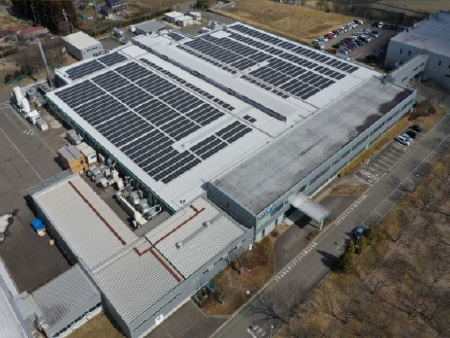 Solar Power Generation System Installed on Factory Roof